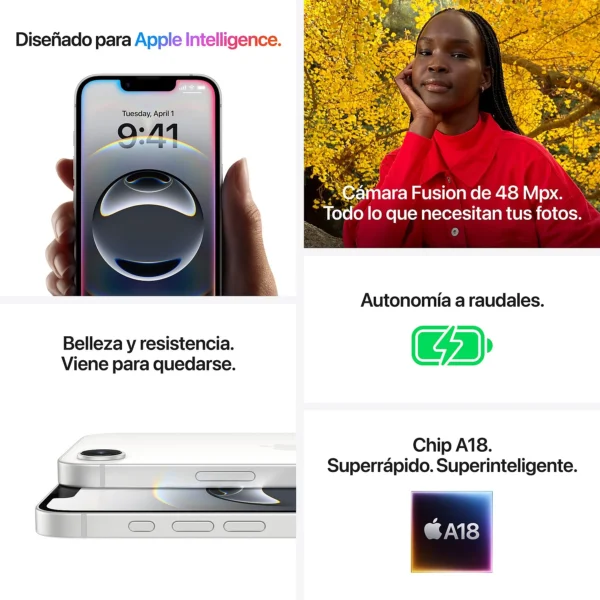 Apple iPhone 16e, Negro, 128 GB, 5G, 6.1 " OLED Nuevo - Imagen 3